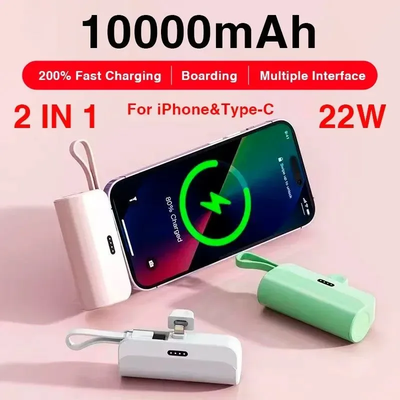 Exceptional Capsule Mini Wireless Power Bank – 10000mAh Fast Charging with Lightning and Type-C Ports Convenient