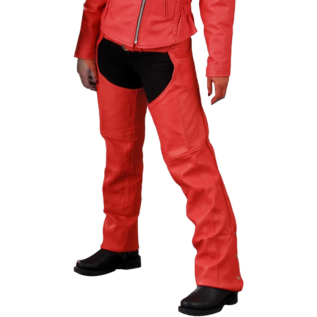 Superior Milwaukee Leather SH1135 Women’s ‘Braided’ Red Classic Leather Chaps Elite