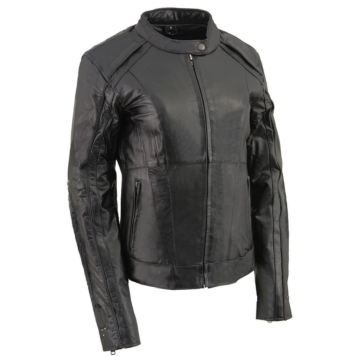 Artisan Milwaukee Leather X1952 Women’s Embroidered Wing and Stud Design Black Leather Scooter Jacket Clean