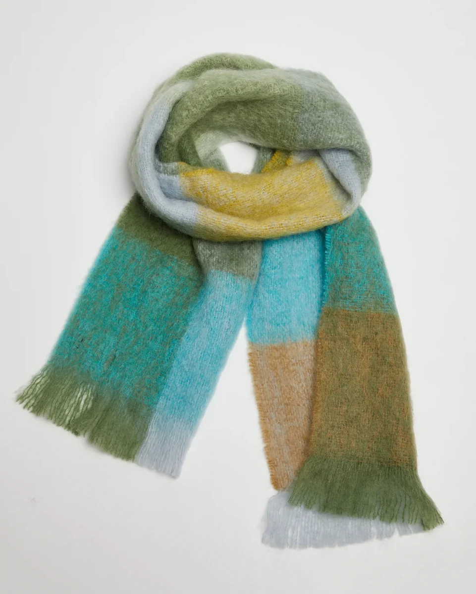 Consistent Foxford Blue And Green Mohair Scarf Pure