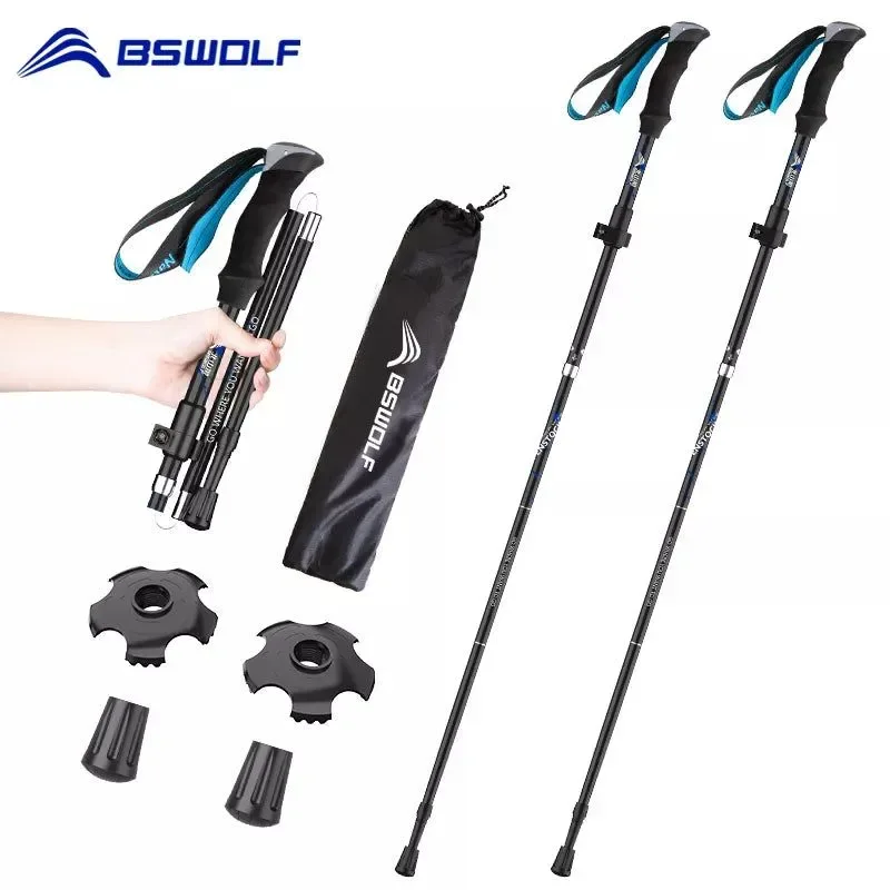 Premium Material Ultralight Folding Aluminum Trekking Poles – Set of 2 for Hiking Walking and Nordic Activities Proven