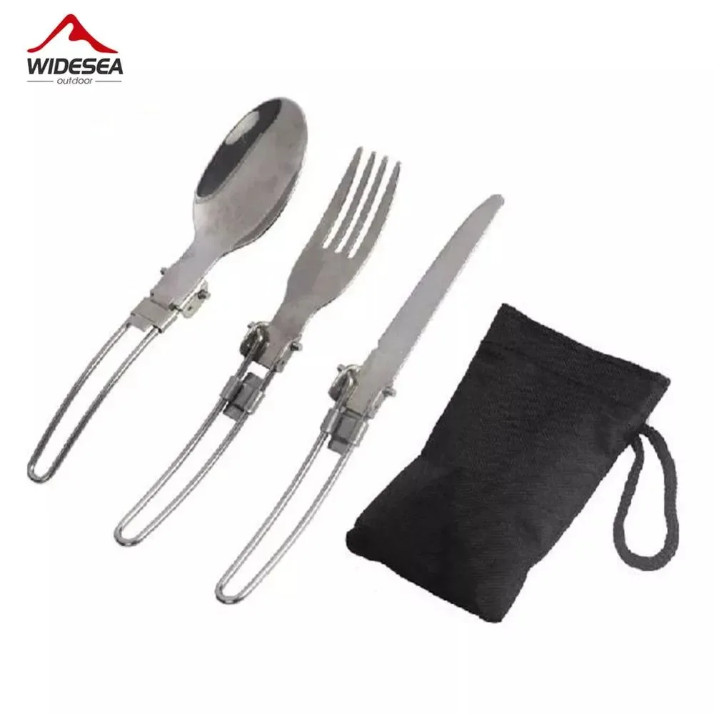 Secure Foldable Stainless Steel Cutlery Set Portable Outdoor Tableware for Camping and Picnics Clean