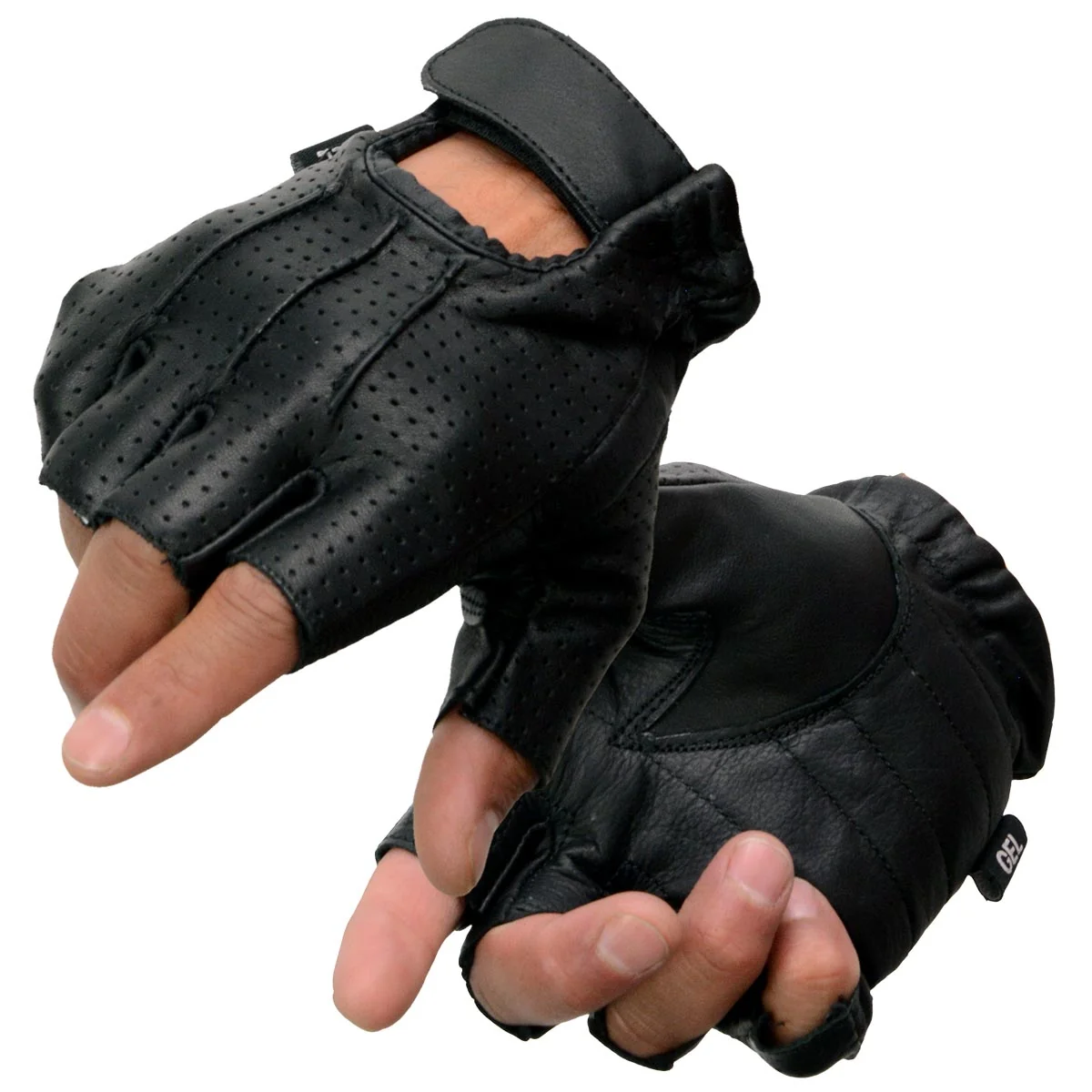 Quality Milwaukee Leather SH357 Men’s Black Leather Gel Padded Palm Fingerless Motorcycle Hand Gloves W Welted Perforated Leather Optimized