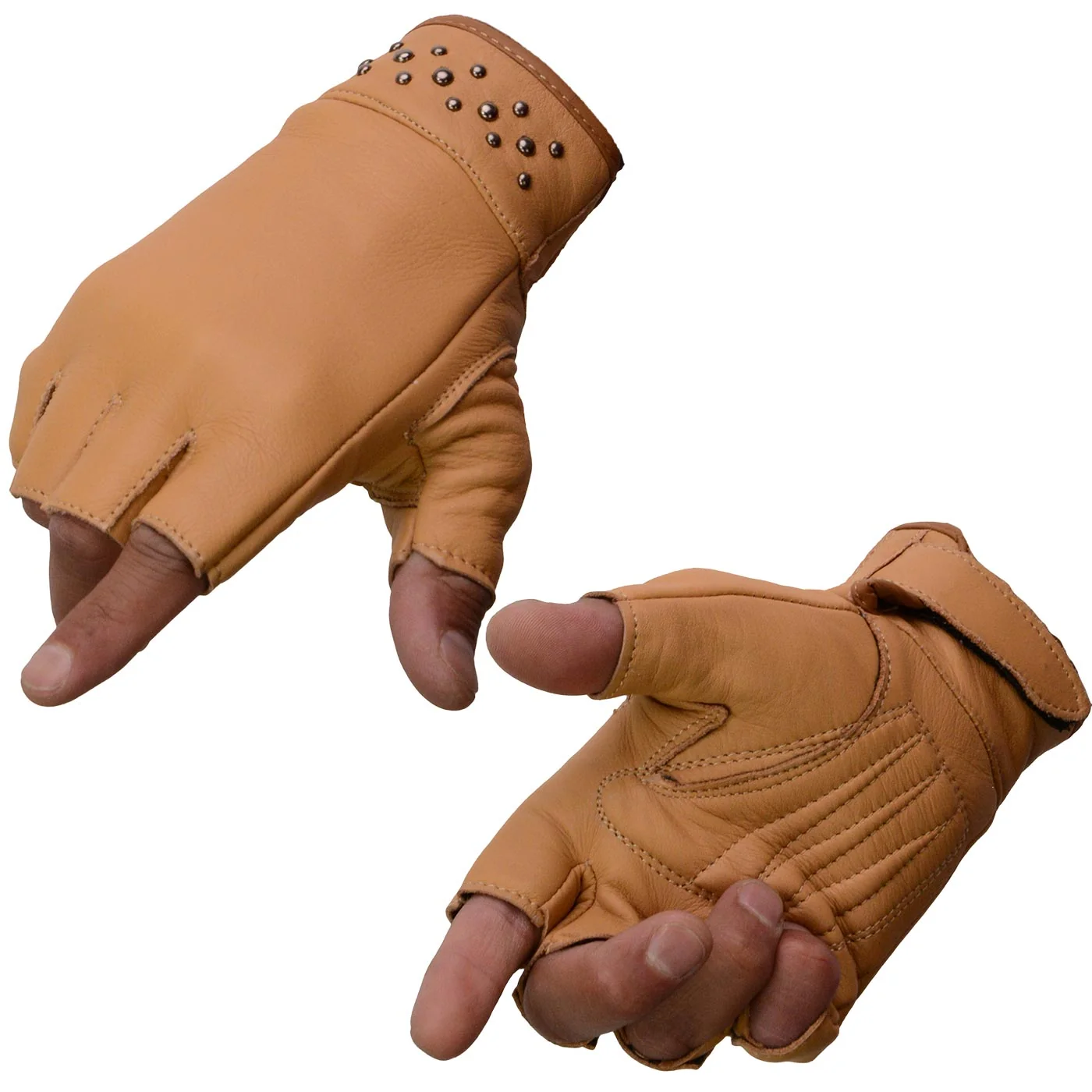 Breathable Milwaukee Leather MG7761 Women’s Saddle Leather Gel Palm Fingerless Motorcycle Hand Gloves W Stylish Wrist Detailing Verified
