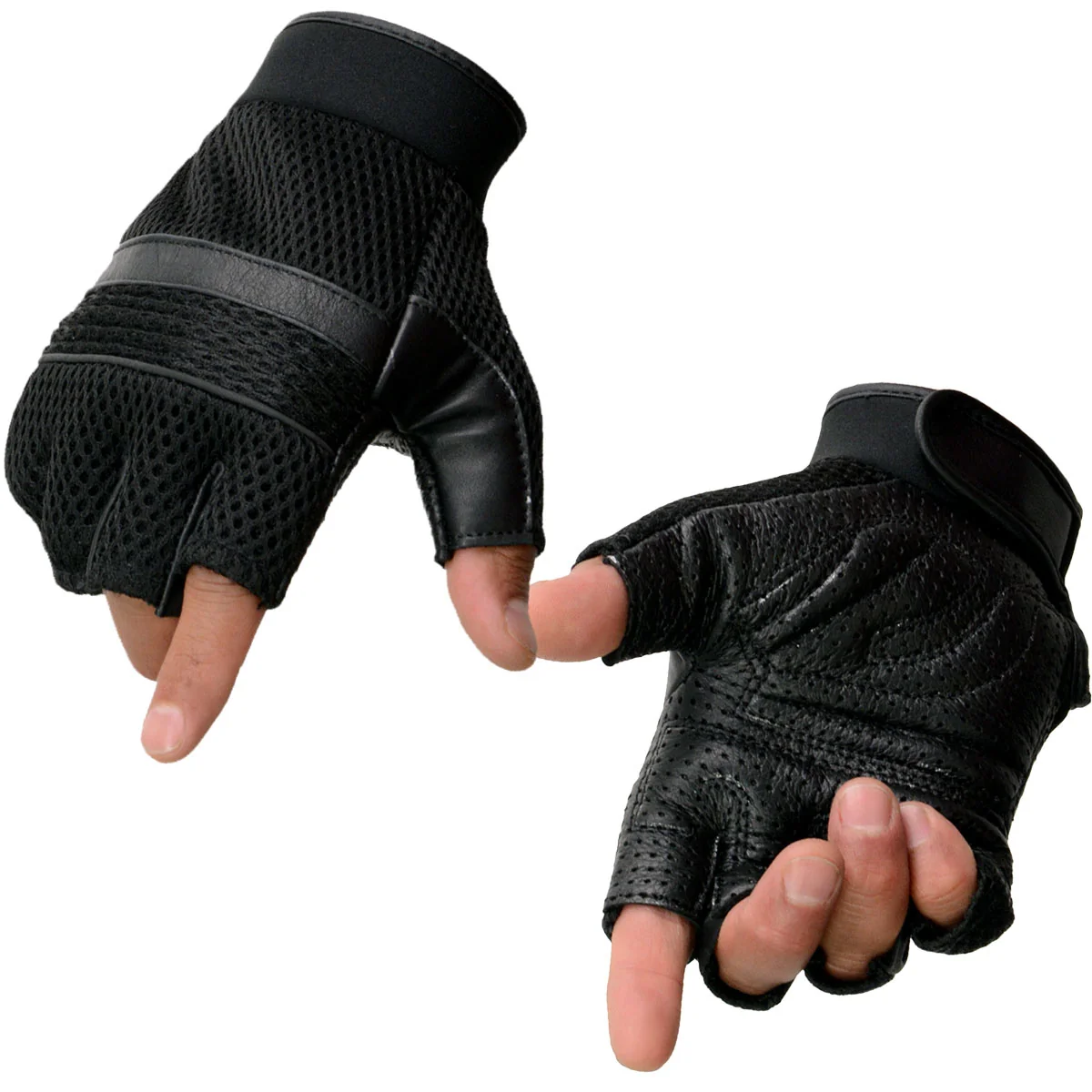 Long-Lasting Milwaukee Leather MG7504 Men’s Black Perforated Mesh Gel Palm Fingerless Motorcycle Hand Gloves W Reflective Piping Functional