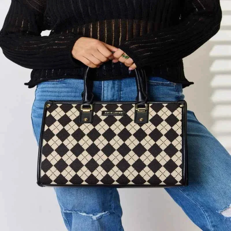 Eco-Friendly Argyle PU Handbag Premium Material