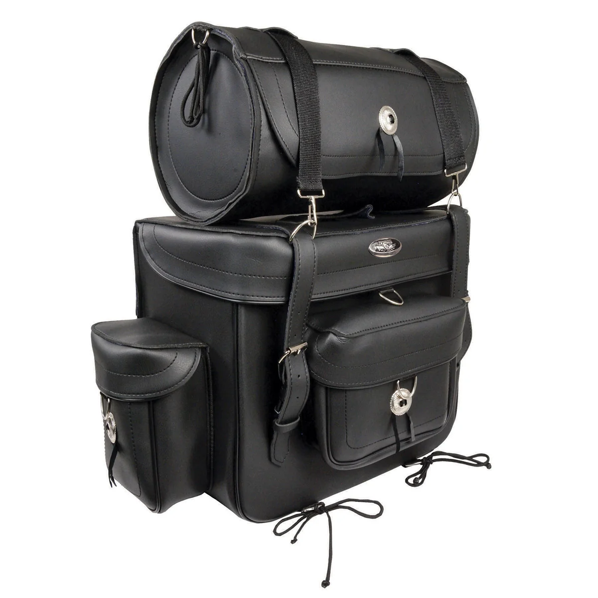 Elegant Milwaukee Leather SH539 Large Black Motorcycle PVC Large 2 Piece Touring Sissy Bar Bag Powerful