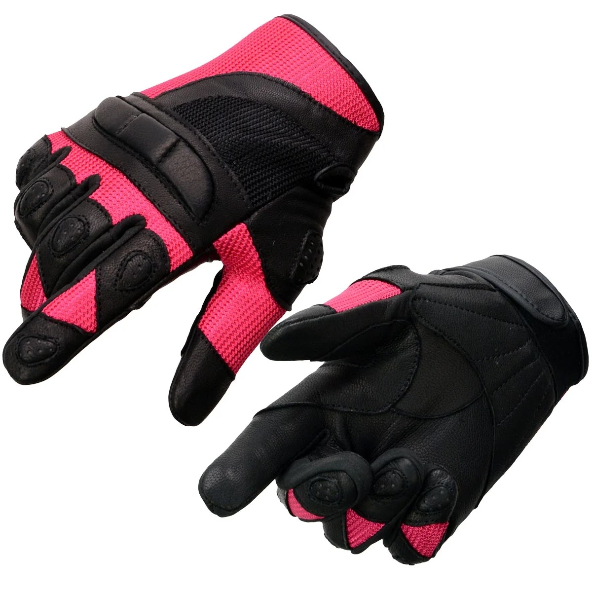 Specialty Milwaukee Leather MG7740 Women’s Black Leather and Hot Pink Mesh Racing Motorcycle Gloves W Padded Knuckle and Fingers Advanced