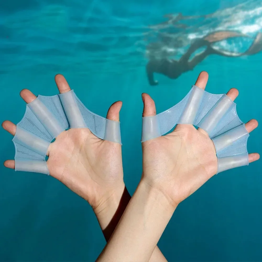 Stylish Professional Silicone Swimming Fins – Webbed Finger Paddles for Men Women and Children Premium
