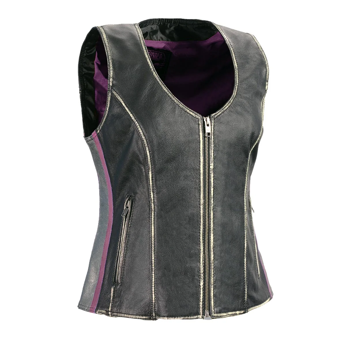 Refined Milwaukee Leather MLL4516 Women’s Black and Silver Rub-Off Leather Vest Proven