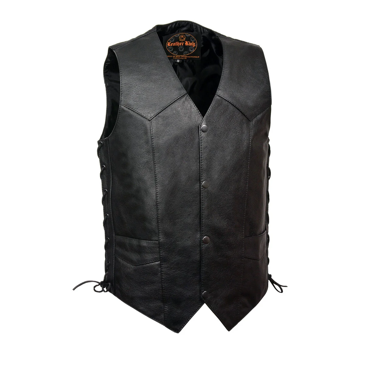 World-Class Milwaukee Leather SH1397 Men’s Classic Black Leather Side Lace Vest Professional