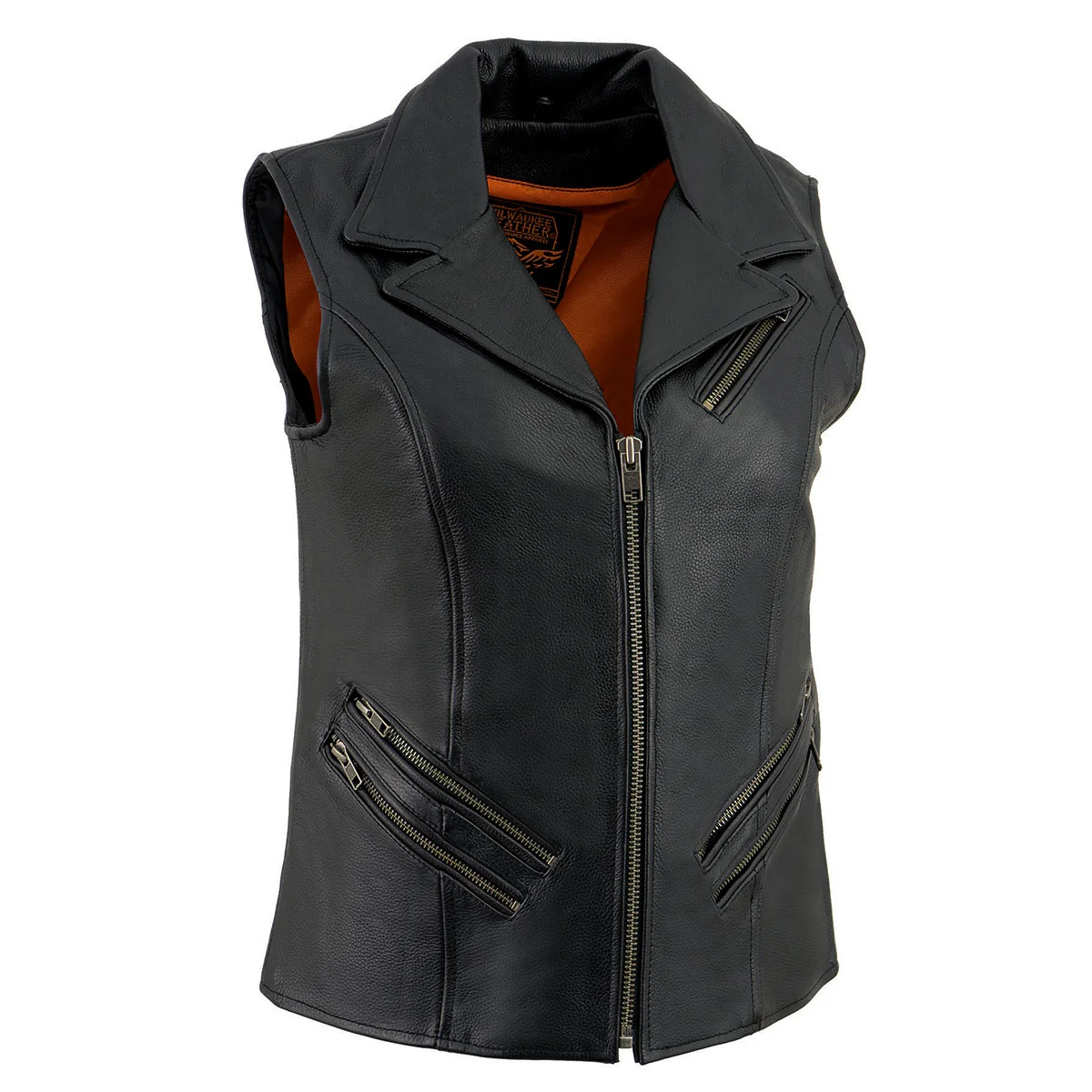 Specialty Milwaukee Leather MLL4521 Ladies Black Long Leather Vest with MC Lapel Collar Unique