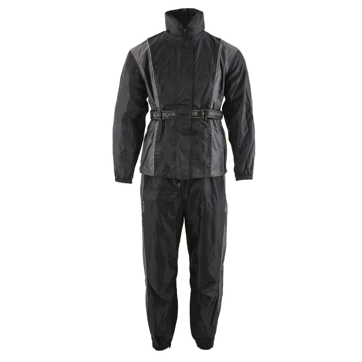 High-End Milwaukee Leather SH2225L Women’s Black and Grey Waterproof Rain Suit with Reflective Piping Stylish