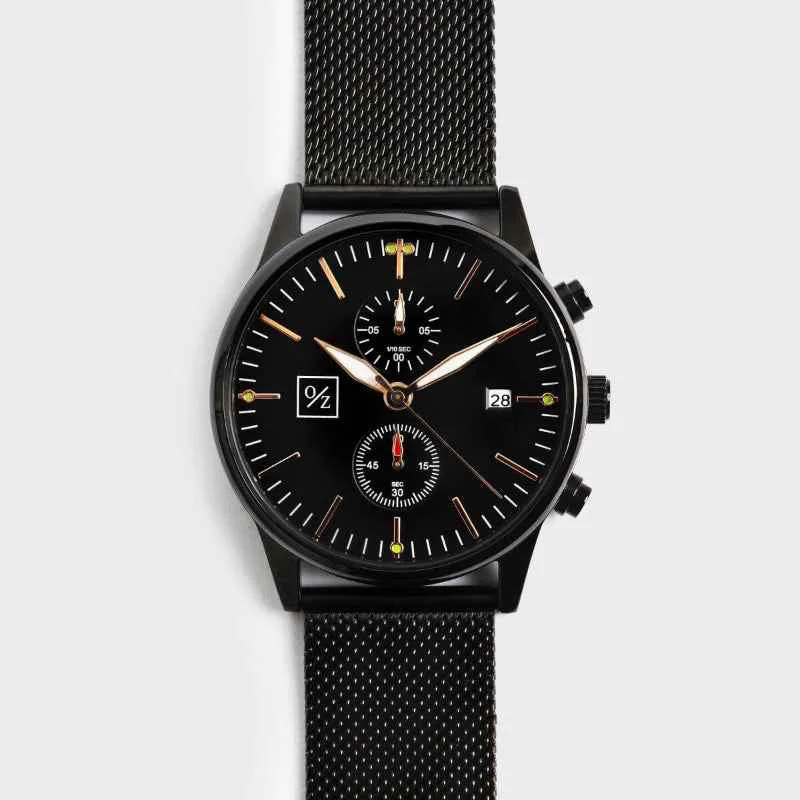 Casual OZ Men’s Black Mesh Watch – Modern Chronograph Design Verified