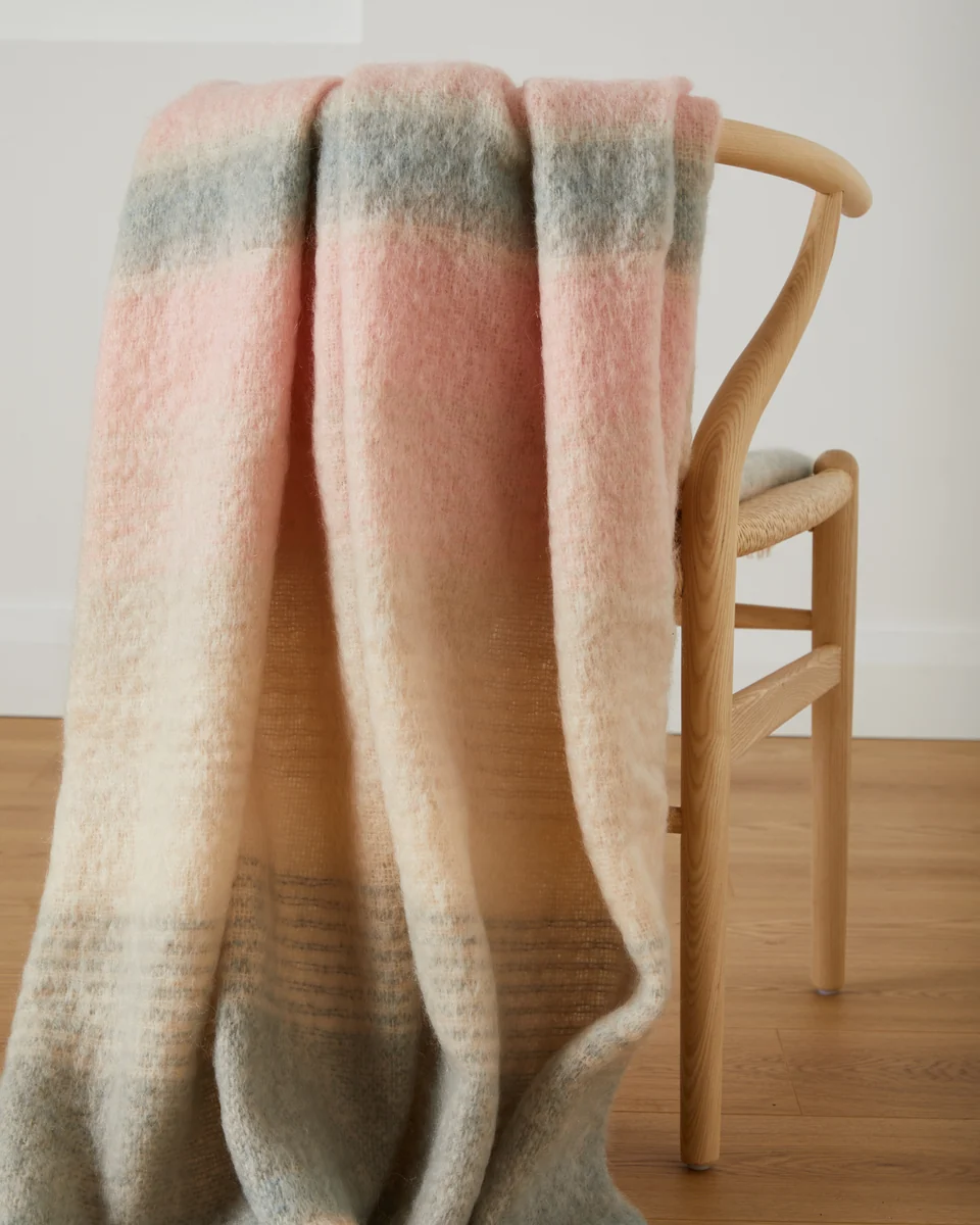 Luxury Foxford Heather Mohair Throw Enhanced