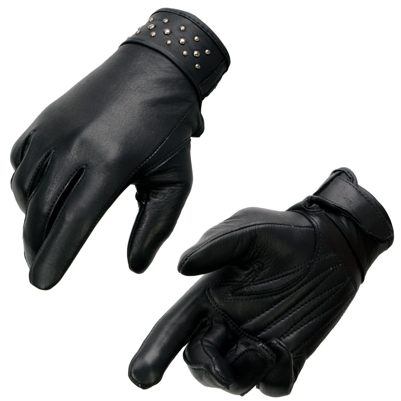 Flexible Milwaukee Leather MG7760 Women’s Black Leather Gel Palm Lightweight Motorcycle Hand Gloves W Stylish Wrist Detailing Contemporary