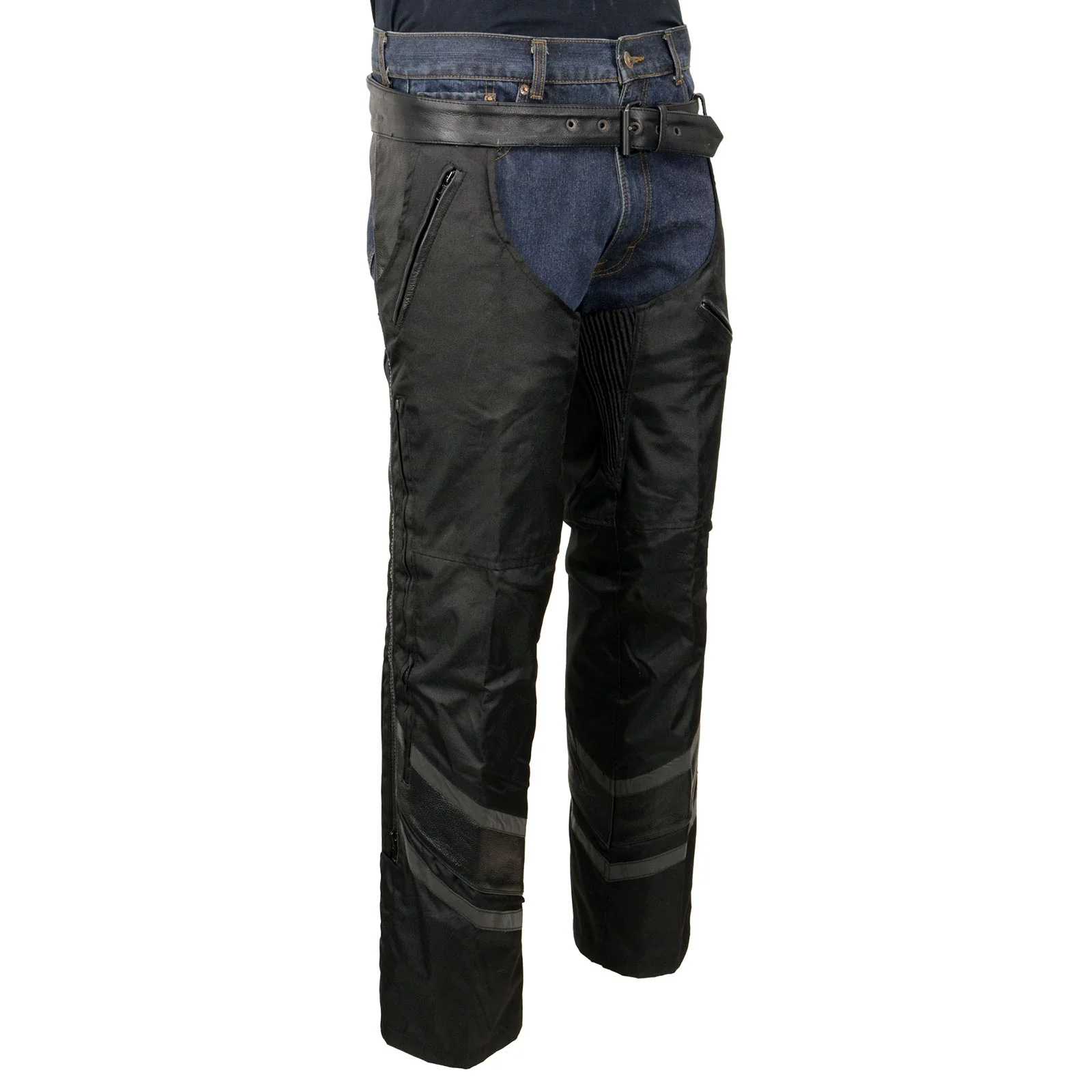 Safe Milwaukee Leather MPM5705 Men’s Black Vented Textile Chaps with Leather Trim and Snap Out Liner Trusted