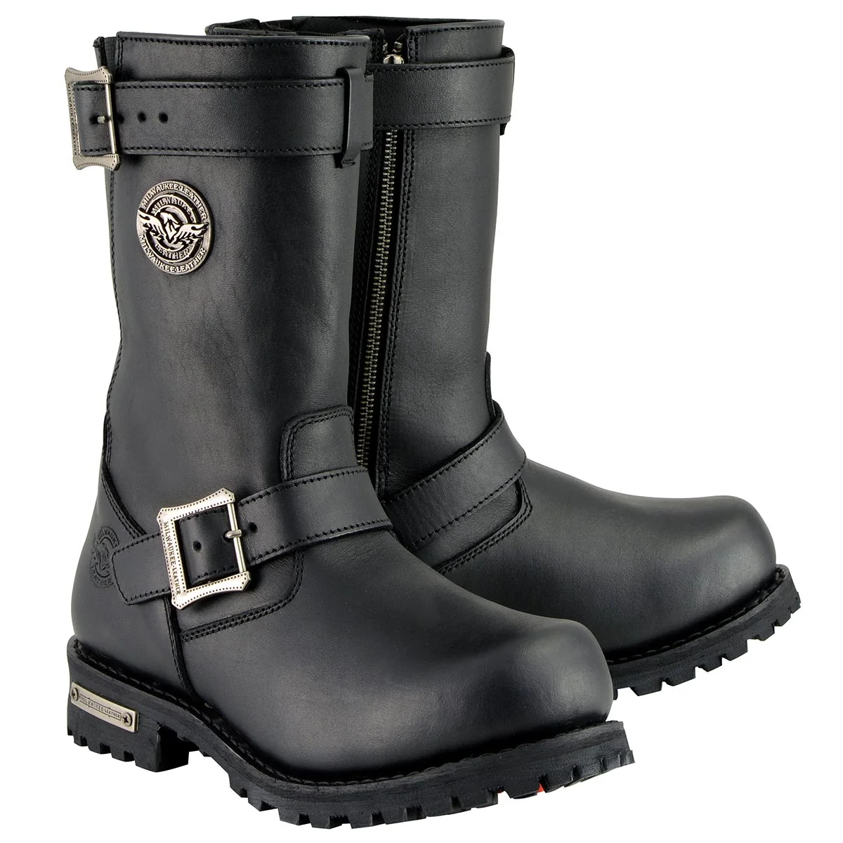 Functional Milwaukee Leather Men’s Axle Classic Black 11-Inch Engineer Motorcycle Leather Boots MBM9020 Relaxed