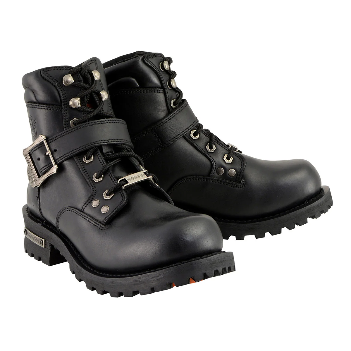 Authentic Milwaukee Leather Men’s Wide-Width Classic Black Leather Lace-Up 6-inch Engineer Boots with Side Buckle MBM9010W Exceptional