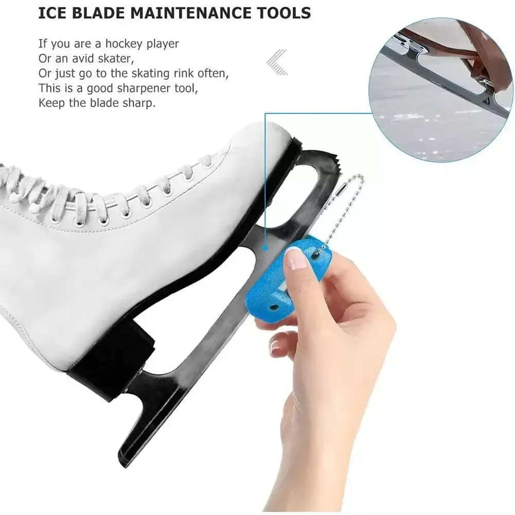 Reusable White Sandstone Ice Skate Double Side Sharpener – Portable Hanging Ice Hockey Shoe Blades Sharpener Healthy