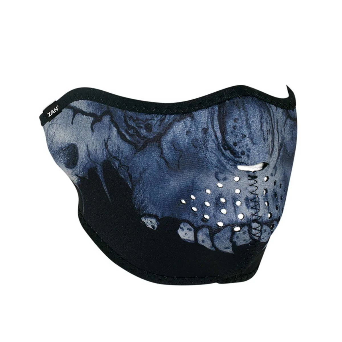 Clean ZanHeadgear WNFM417H Half Mask Neoprene Midnight Skull World-Class
