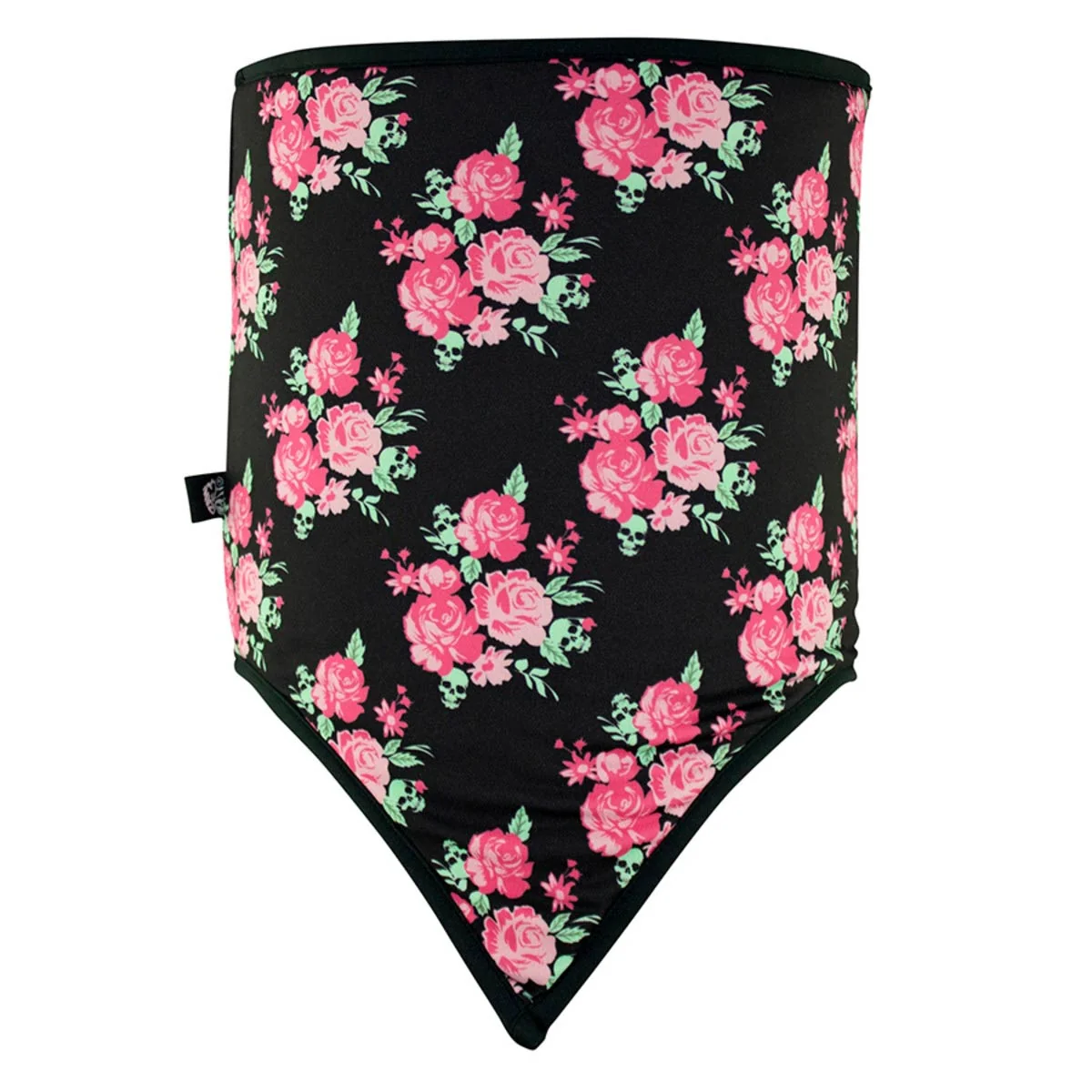 Solid ZanHeadgear WNGF002 Combo Gaiter Cozy Fleece Skull Flower Black Crafted