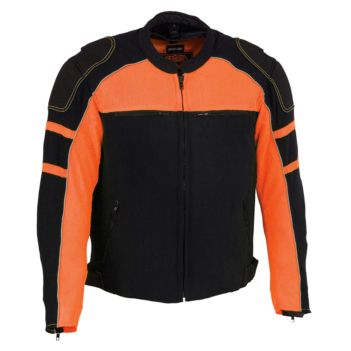 Smart Milwaukee Leather Men’s Black and Orange CE Armored All Season Textile Motorcycle Riding Jacket – MPM1791 Durable