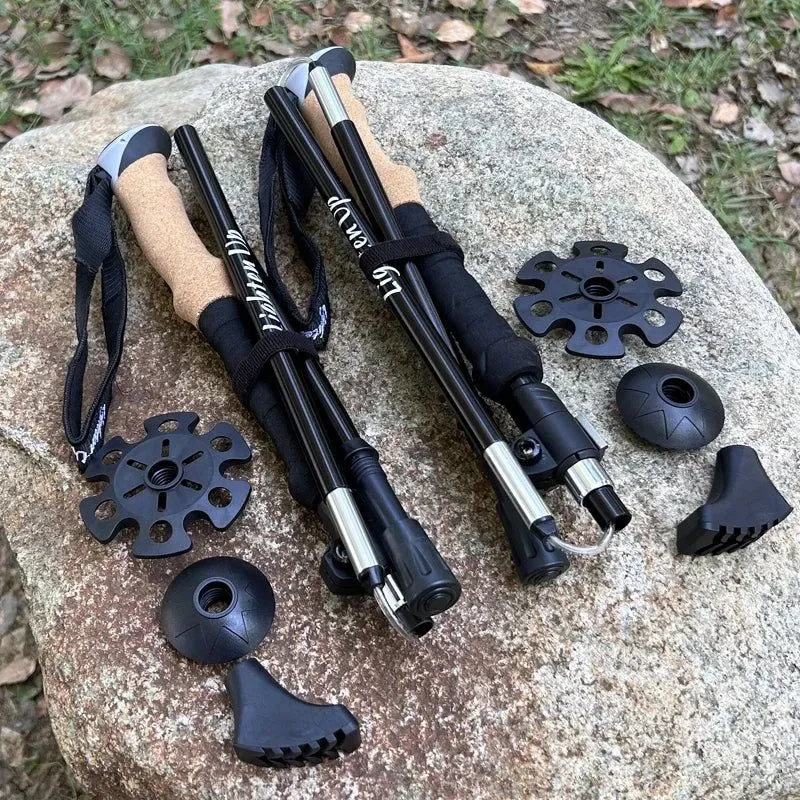 Fashionable Portable Foldable Trekking Pole Set 5-Section Outdoor Walking and Hiking Sticks Unique