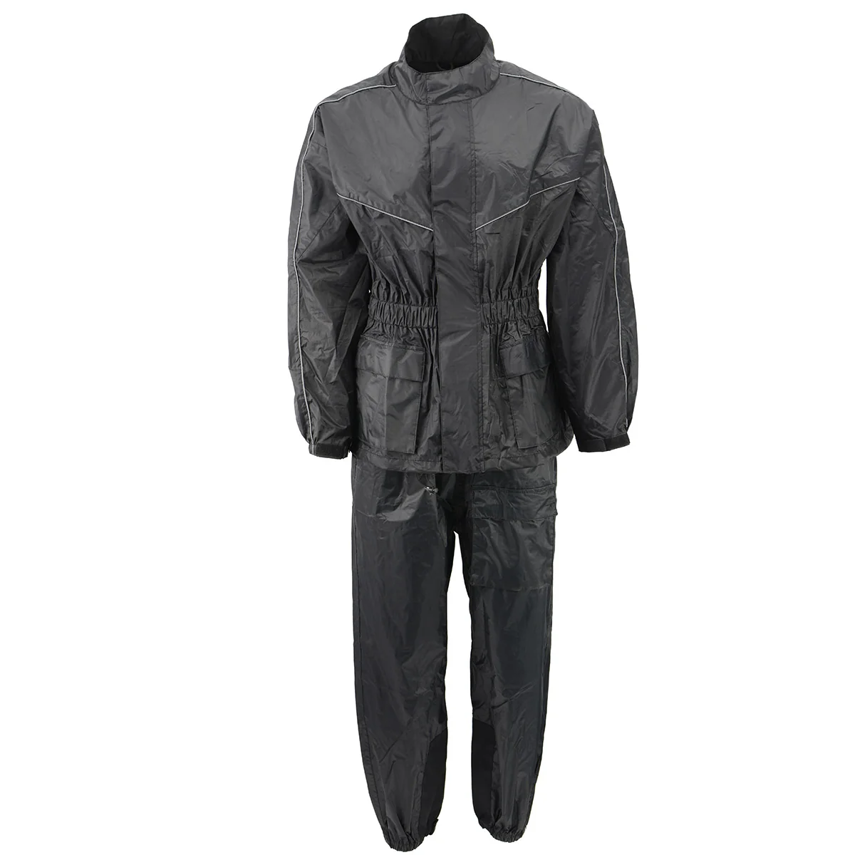 Durable NexGen Ladies XS5001 Black Water Proof Rain Suit with Reflective Piping Unique