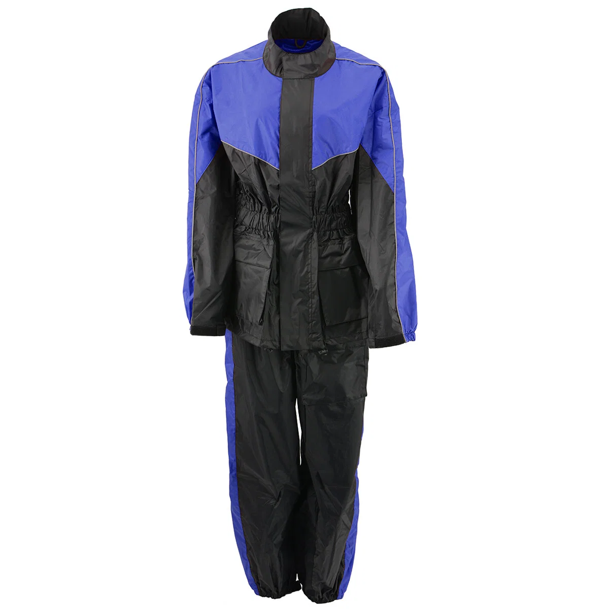 Certified NexGen Ladies XS5001 Black and Blue Water Proof Rain Suit with Reflective Piping Detailed