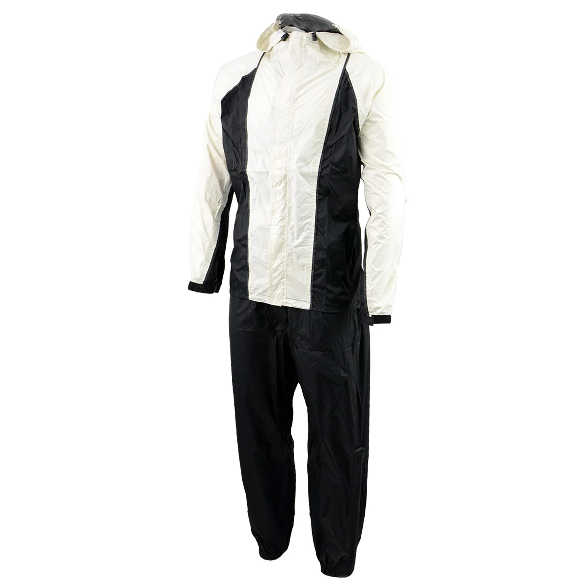 Next-Generation NexGen Ladies SH2344 Beige and Black Hooded Water Proof Rain Suit Functional