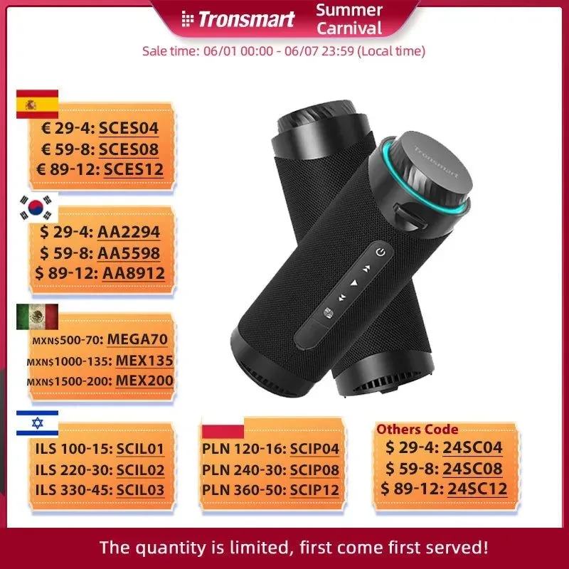 Reliable Tronsmart T7 Speaker Bluetooth Speaker with 360 degree Surround Sound Bluetooth 5.3 LED Modes True Wireless Stereo APP Sustainable