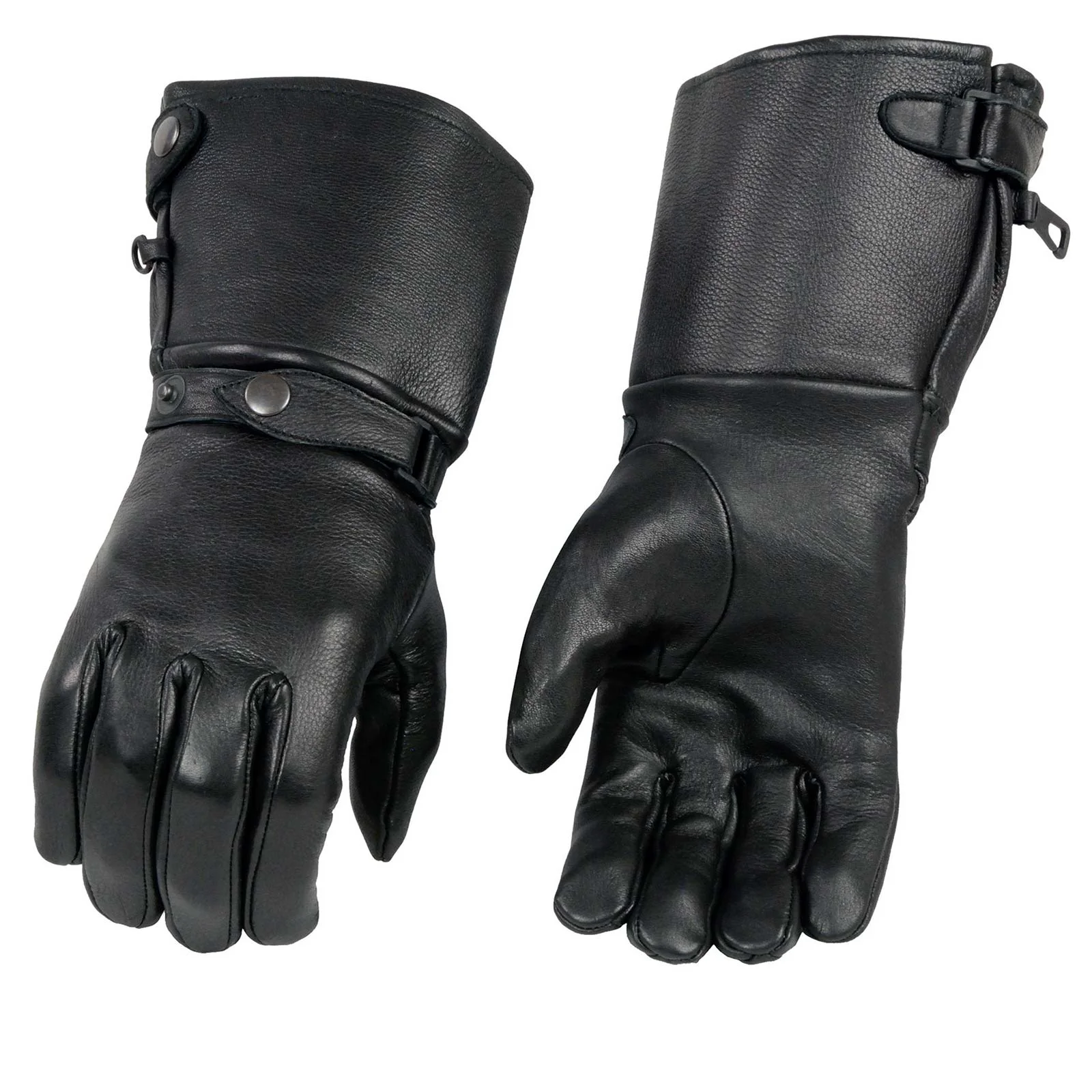 Enhanced Milwaukee Leather SH857 Men’s Long Cuff Thermal Lined USA Deerskin Black Leather Gauntlet Motorcycle Gloves Genuine