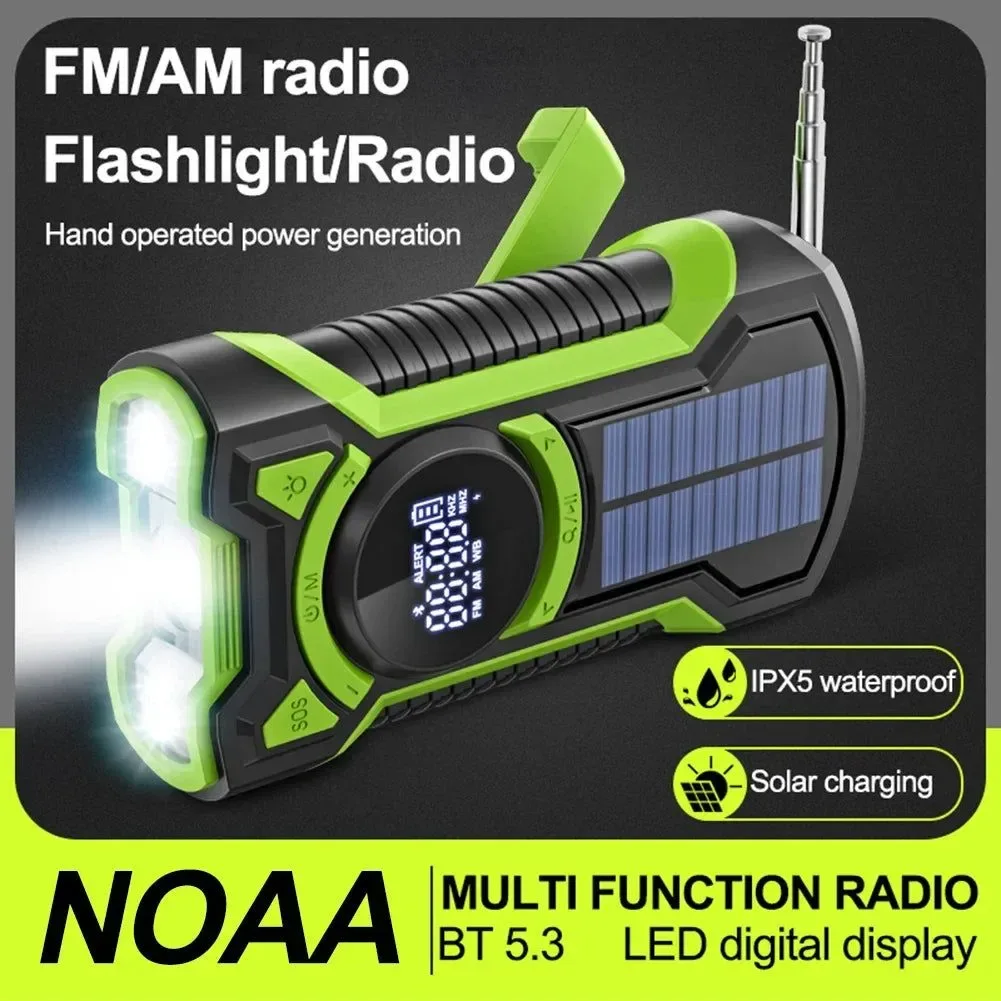 Contemporary 8000mAh Hand Crank Solar Power Radio – Portable AM FM NOAA Weather Radio with LED Flashlight and Bluetooth 5.0 Speaker Carefully Designed