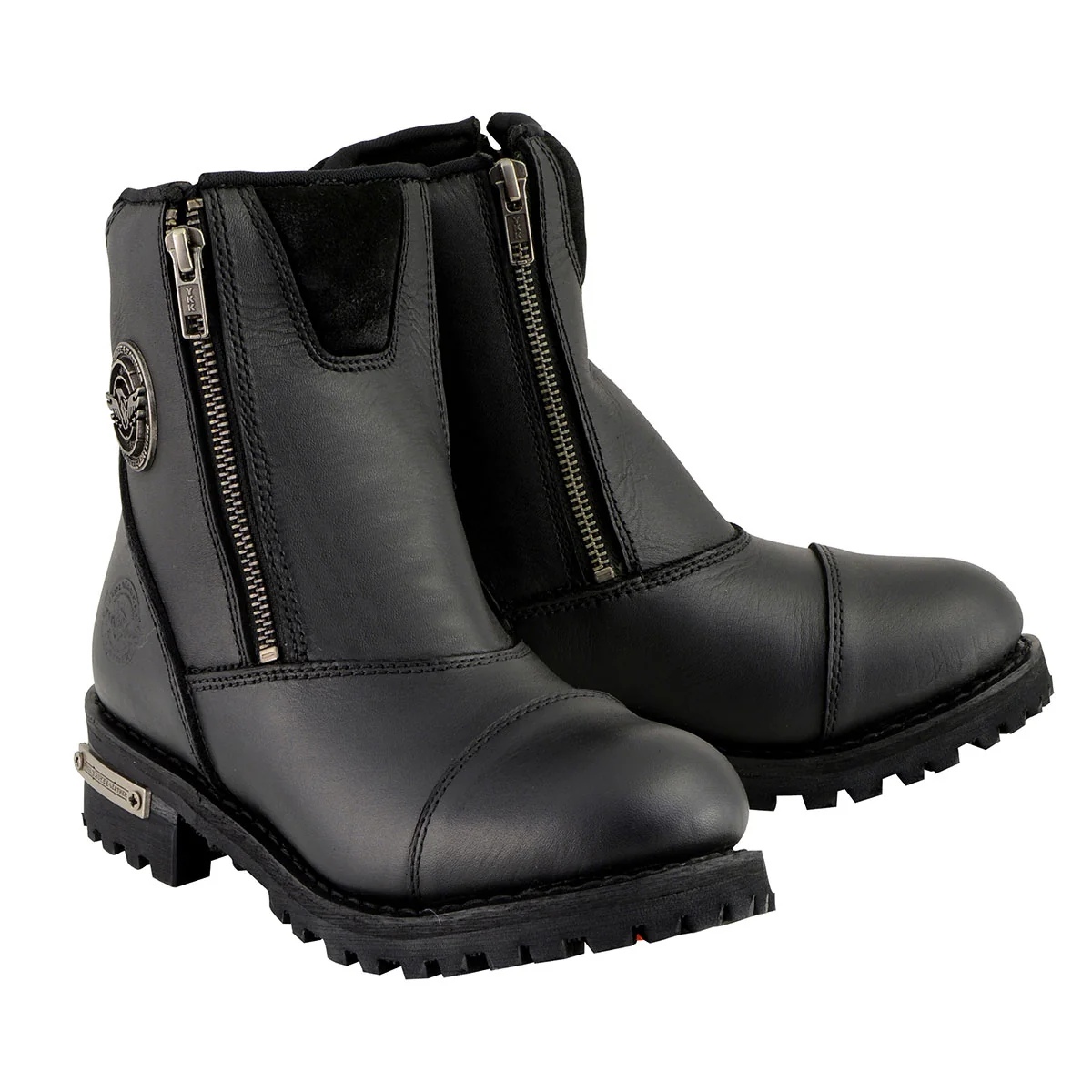 Organic Milwaukee Leather MBM102 Men’s Black Smooth Double Sided Zipper Entry Motorcycle Leather Boots Unique