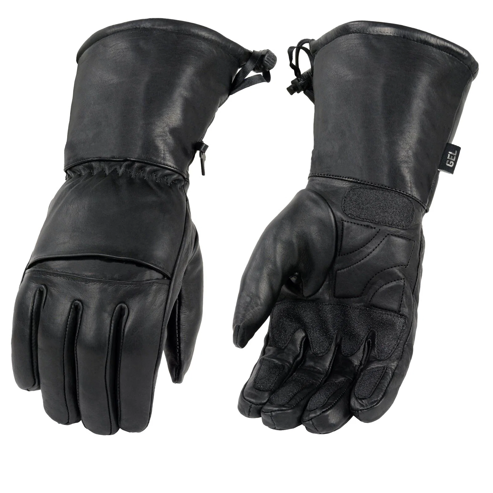 Classic Milwaukee Leather Men’s Black Gauntlet Motorcycle Hand Gloves-Black Leather Waterproof Gel Palm Soft Skin-SH292 Dependable