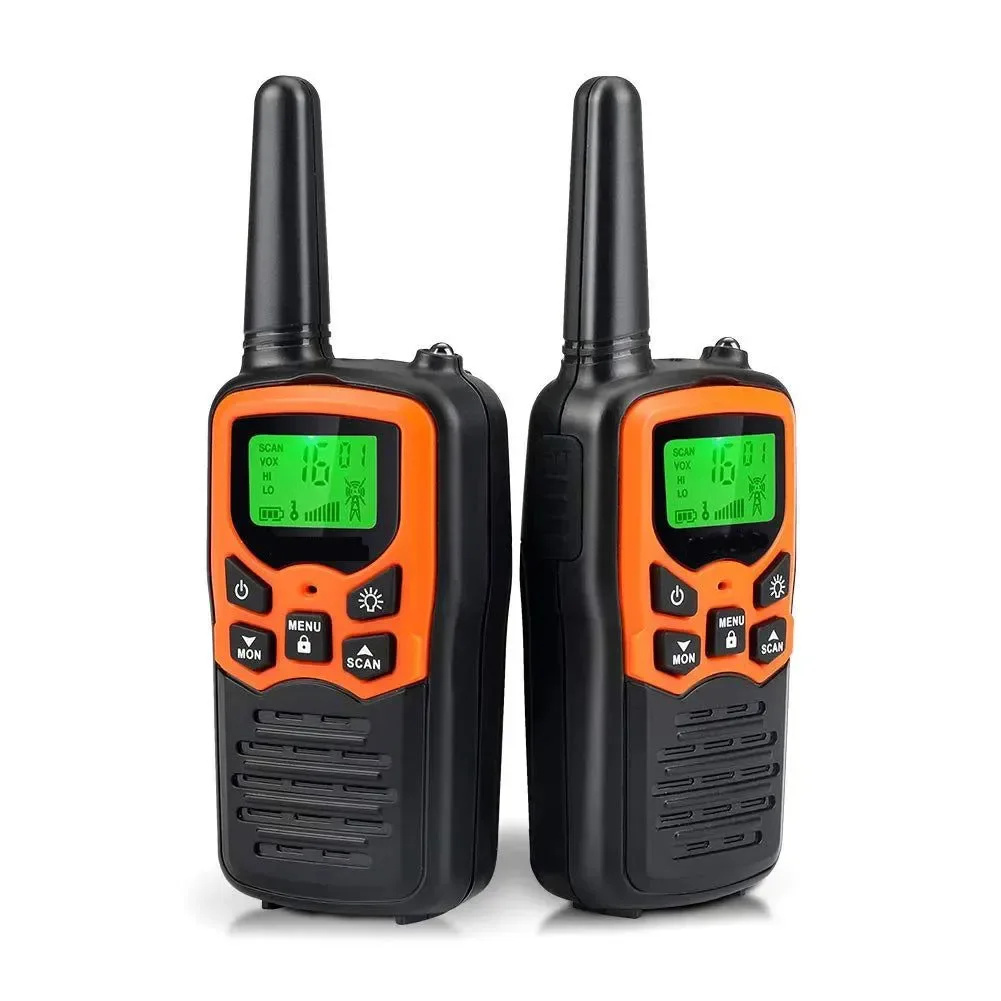 Certified Long Range Walkie Talkies for Adults with 22 FRS Channels LED Flashlight and LCD Display – I for Hiking Camping and Family Trips Green