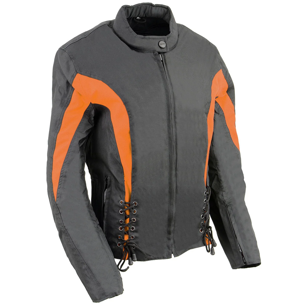 High-Grade Nexgen SH2188 Women’s Black and Orange Textile Motorcycle Riding Jacket with Side Stretch and Lacing First-Class