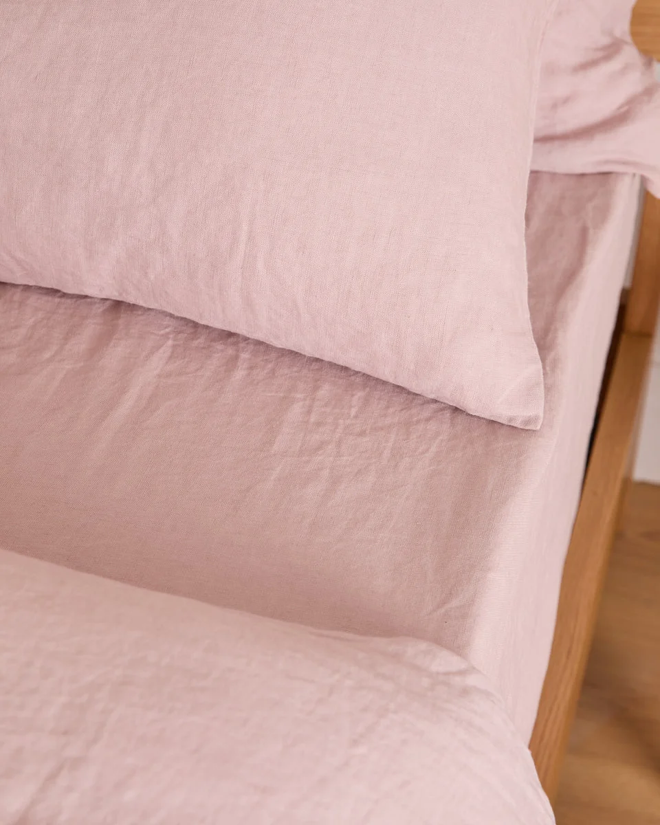 Easy-to-Use Foxford Blush Pure Linen Fitted Sheet Versatile