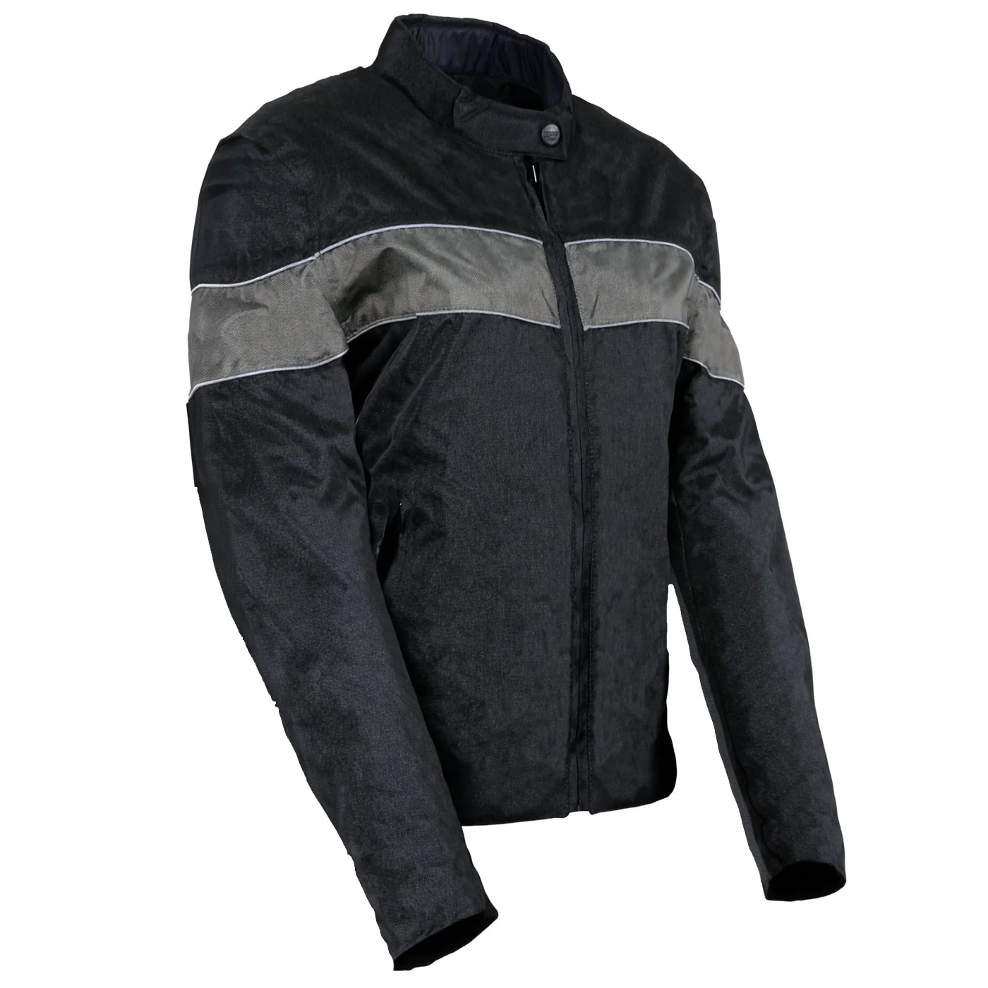 Milwaukee Leather SH2261 Women’s Lightweight Black and Grey Textile Motorcycle Jacket with Reflective Piping Superior