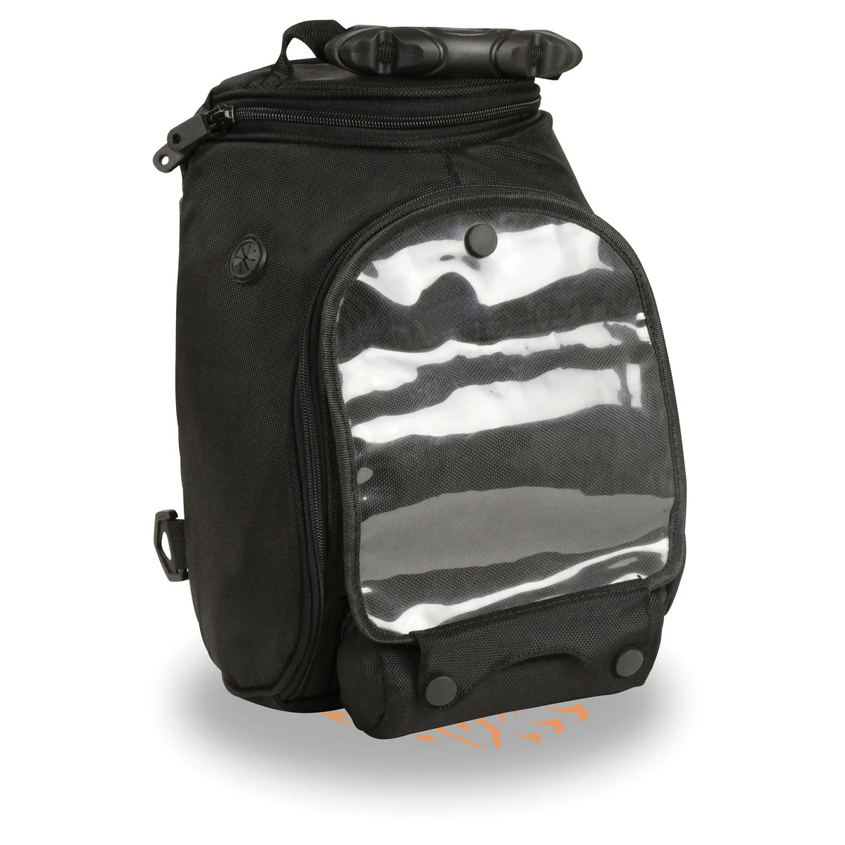 Prestigious Milwaukee Leather SH679 Black Large 1200D Textile Magnetic Tank Bag with Double Zippers Flexible