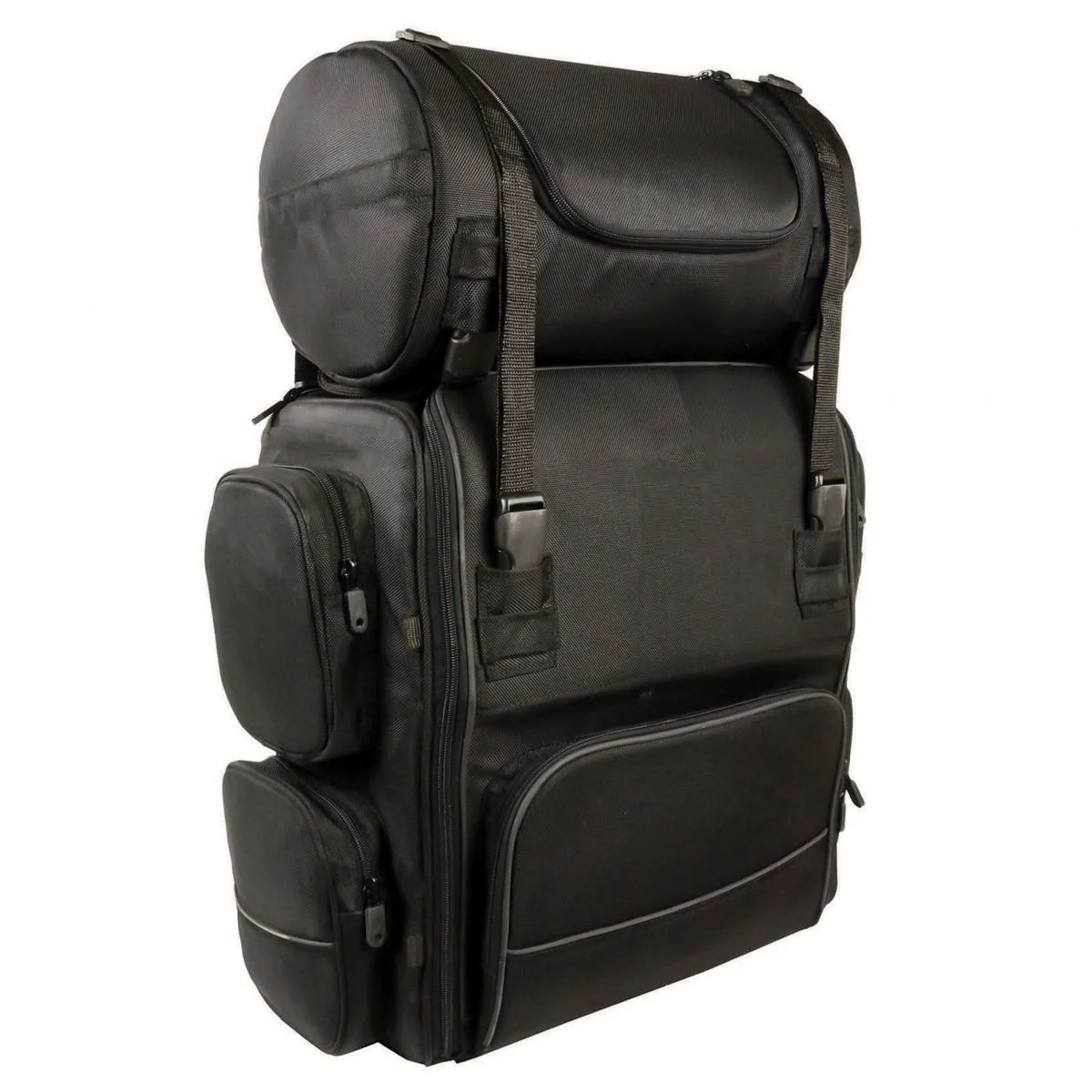 Contemporary Milwaukee Leather SH680 Large Black Textile Motorcycle Sissy Bar Travel Bag Elite