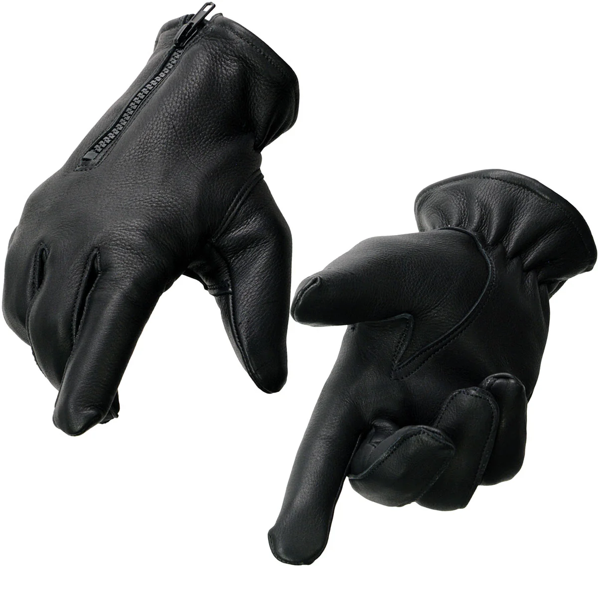 Sustainable Milwaukee Leather SH866 Men’s Thermal Lined USA Deerskin Leather Black Motorcycle Gloves w Zipper Closure Stylish