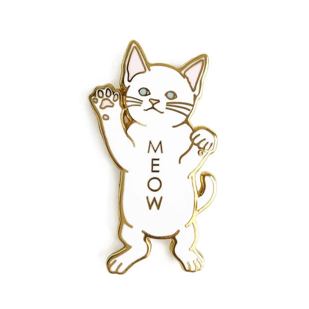 Official White Cat Enamel Pin Innovative