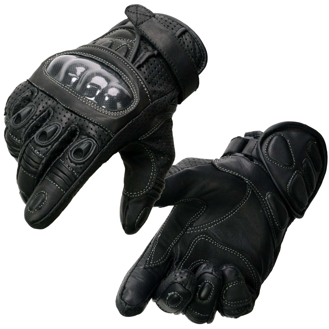 Powerful Milwaukee Leather SH298 Men’s Black Perforated Leather Racing Motorcycle Gloves w Padded Fingers Detailed