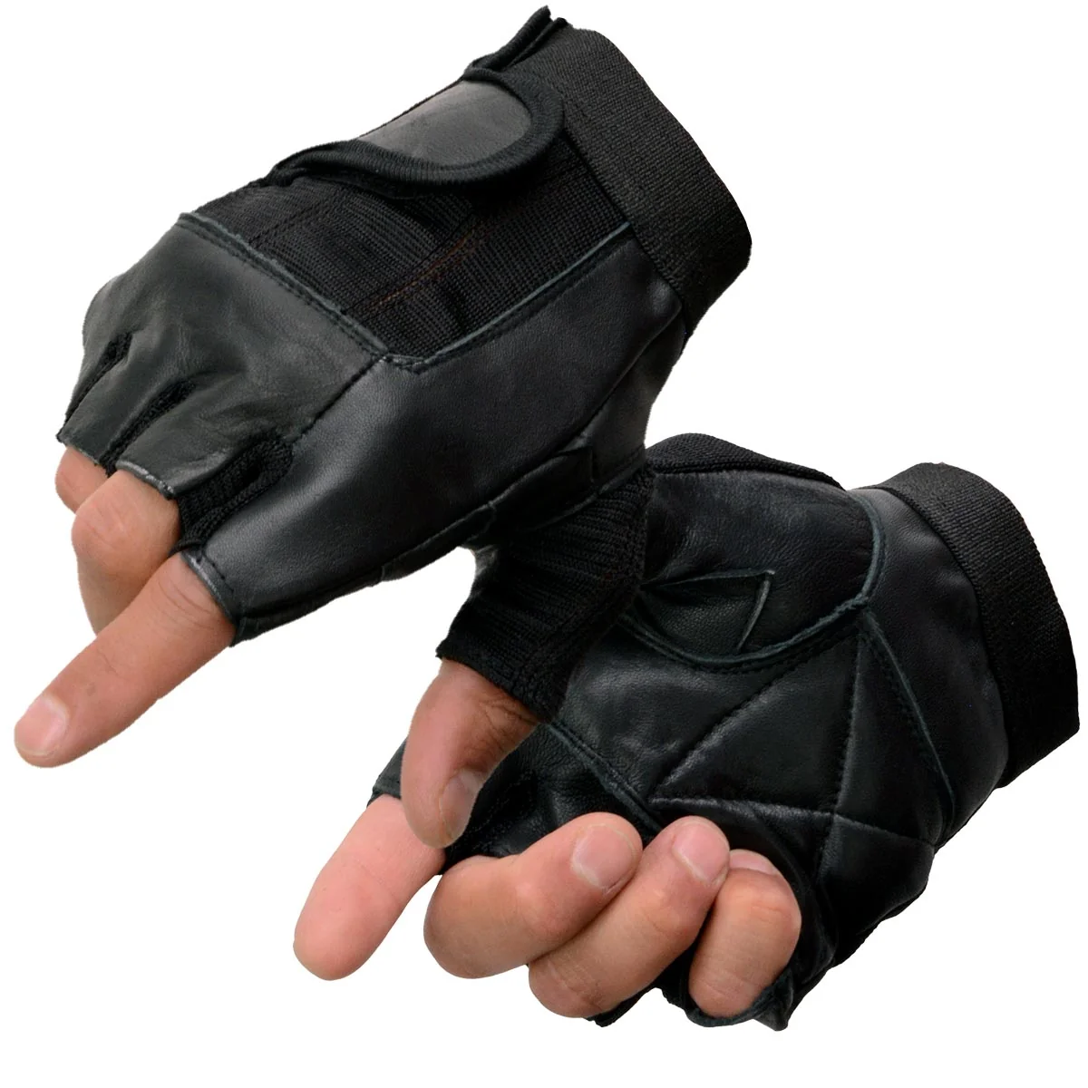 Green Milwaukee Leather SH217 Men’s Black Leather Gel Padded Palm Fingerless Motorcycle Hand Gloves W Breathable Mesh Material Consistent
