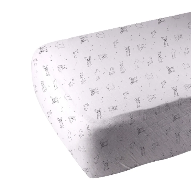 Enhanced Corgi Muslin Crib Sheet Crafted