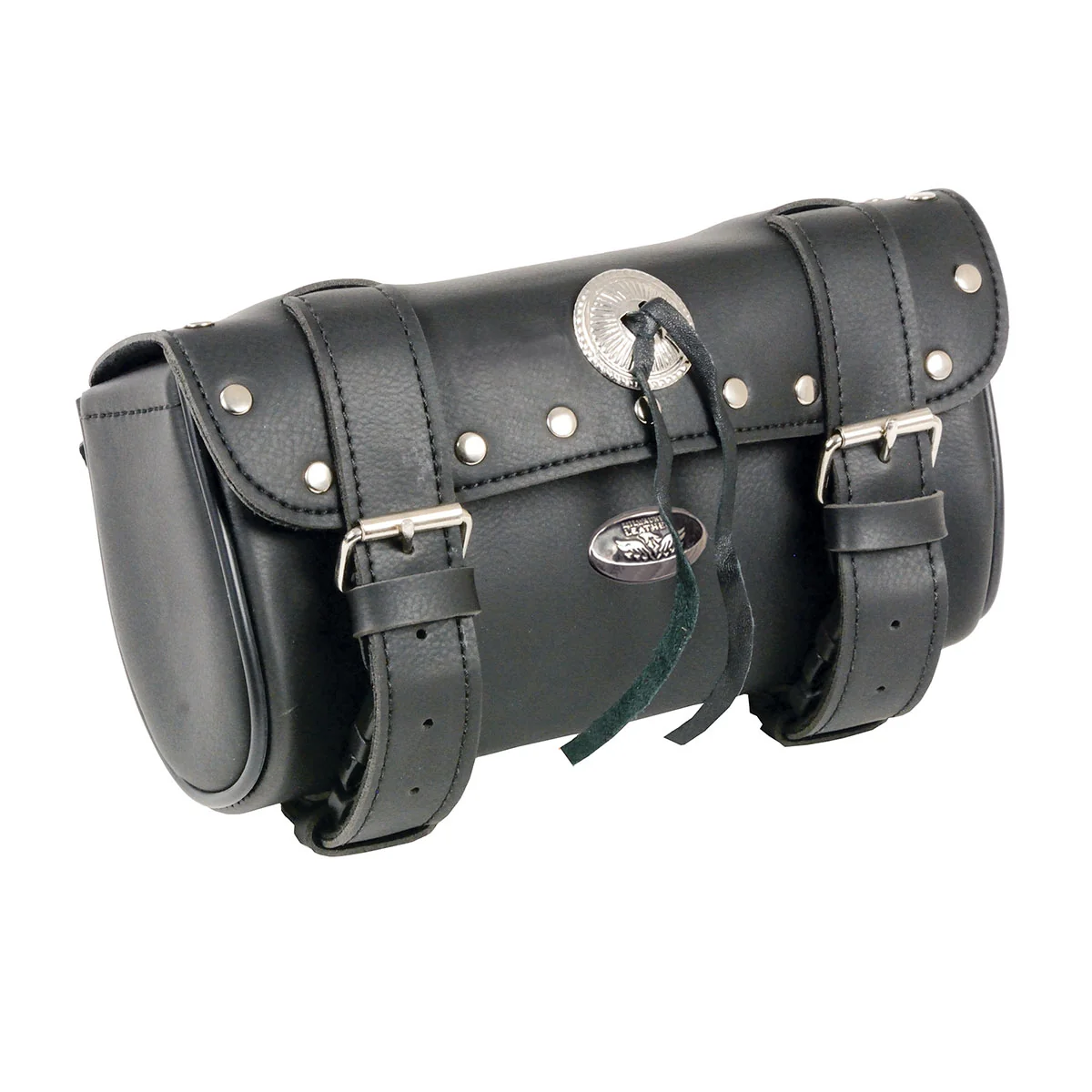 Trusted Milwaukee Leather SH62602 Black Small PVC Double Strap with Rivet s and Concho Windshield-Tool Bag Specialty