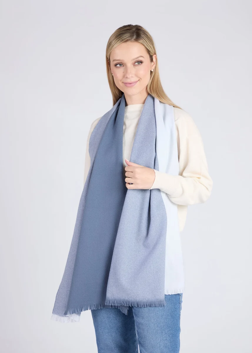 Flexible Foxford Denim Block Extra-Fine Merino Scarf Sustainable