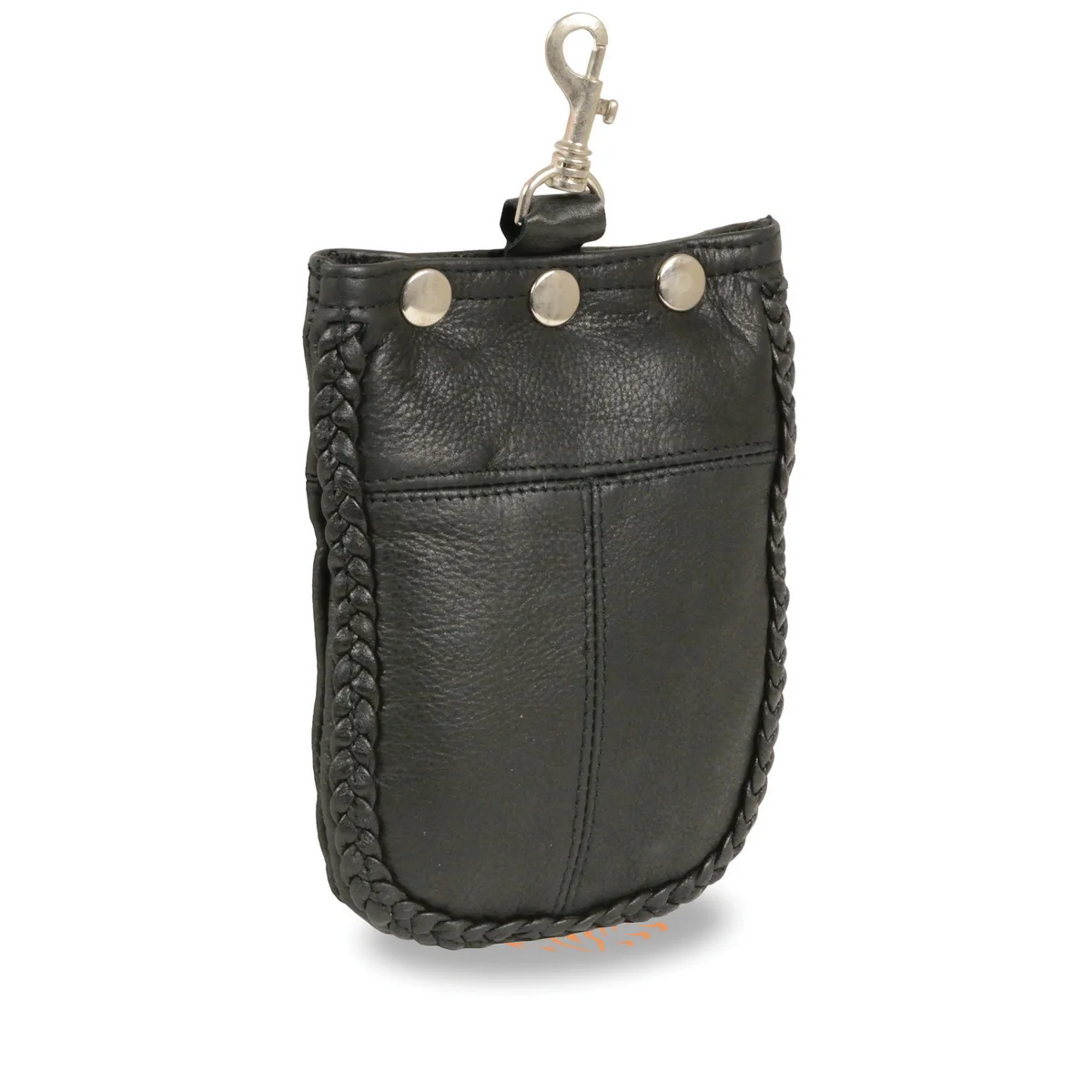 Traditional Milwaukee Leather SH509B Unisex Black Leather Braided Belt Bag with Belt Clasp Dependable